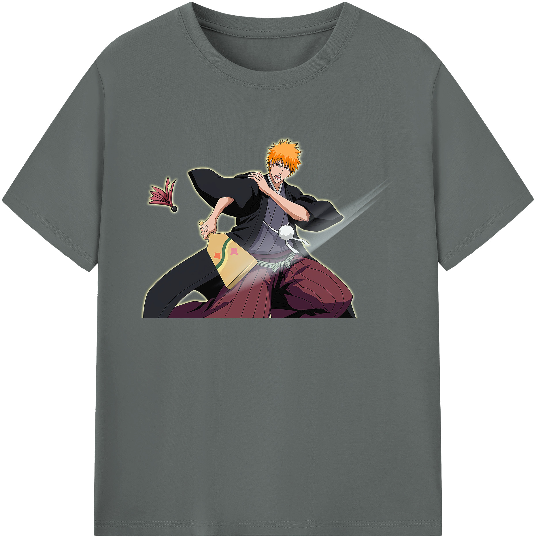 （画像用） ブリーチ 黒崎一護（くろさき いちご）BLEACH Kurosaki Ichigo 綿100％ メンズ半袖Tシャツ｜肌触りやわらか＆通気性